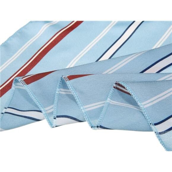 Small Stripe Print Square Neck Wrap Scarves Blue - Picture 5 of 5